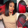 Peekboo Pink Highlight Wig Hidden Color Short Bob Silk 13x4 Transprant Lace Front Wig - KissLove Hair