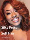 Reddish Brown Light Yaki Straight Short Bob Wig Silk Press Yaki Straight Pull Go Drawstring Wig