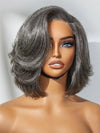 Layered Salt and Pepper Straight Hair 13x4 Lace Frontal Bob Wig