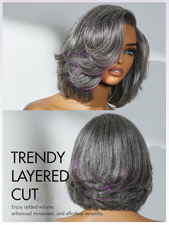 Glueless Salt and Pepper 3D Body Wave 13x4 Lace Front Lace Wigs For Women