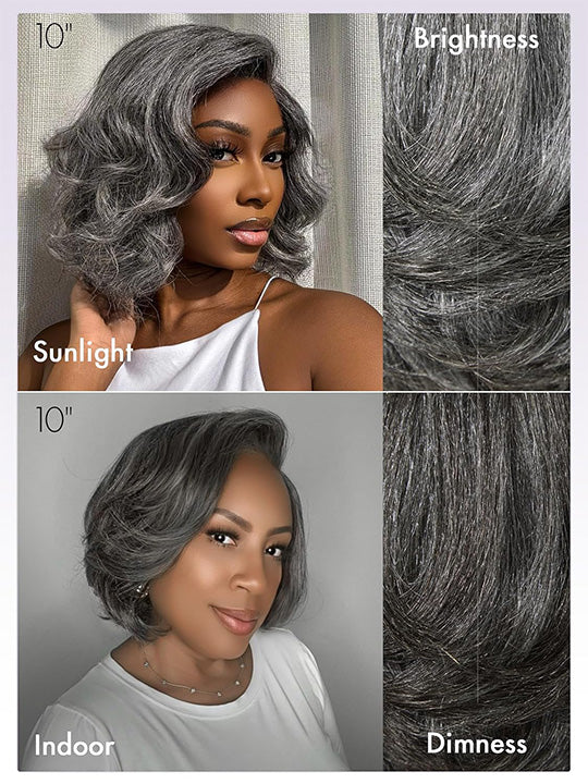 Glueless Salt and Pepper 3D Body Wave 13x4 Lace Front Lace Wigs For Women