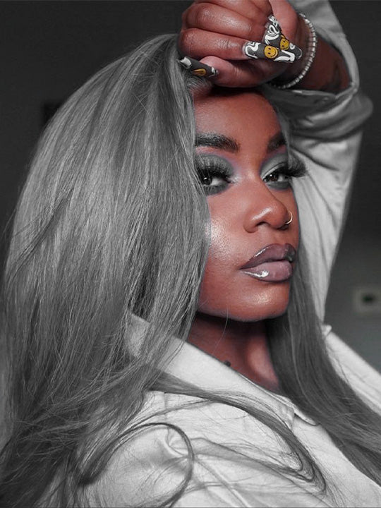 Salt and Pepper Wigs 13x4 HD Lace Front Human Hair Wigs- KissLove Hair
