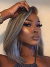 Layered Salt and Pepper Straight Hair 13x4 Lace Frontal Bob Wig