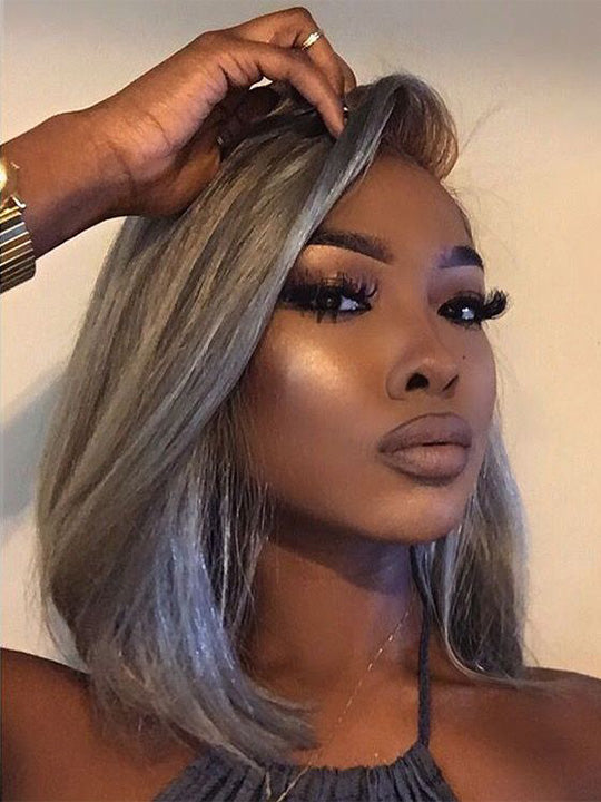 Glueless Salt and Pepper 3D Body Wave 13x4 Lace Front Lace Wigs For Women