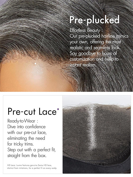 Glueless Salt and Pepper 3D Body Wave 13x4 Lace Front Lace Wigs For Women