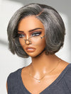 Layered Salt and Pepper Straight Hair 13x4 Lace Frontal Bob Wig