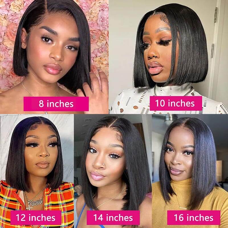 Short Bob Wigs Straight Hair 13x4 Transparent Lace Frontal Wig ...