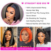 Free Part Bob Wig Straight Human Hair Wigs With Full Ends 250% Density - KissLove Hair