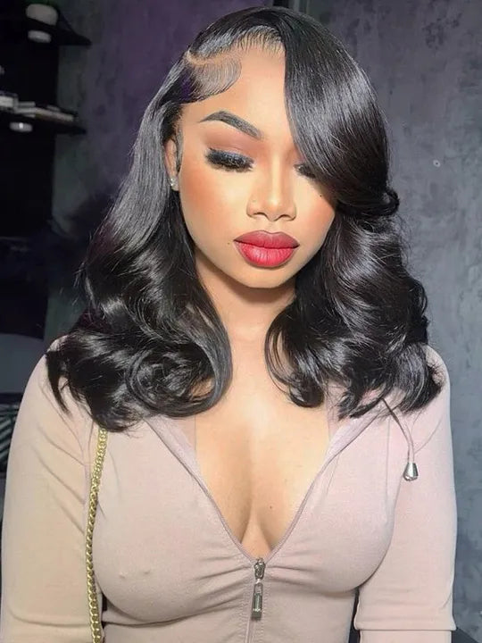 Kisslove Hair Pre Styled Side Part Body Wave Bob Wig Glueless Invisi Drawstring 360 Lace Frontal Wig - KissLove Hair