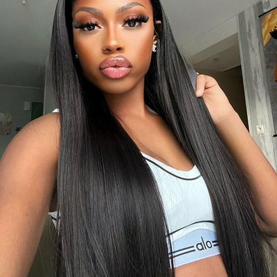 [Wear & Go] Pre Styled Side Part Straight Hair 6x4.5 Glueless Lace Wig Pre Everything Beginner Friendly Lace Wig - Kisslove Hair