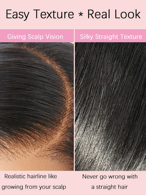 [Wear & Go] Pre Styled Side Part Straight Hair 6x4.5 Glueless Lace Wig Pre Everything Beginner Friendly Lace Wig - Kisslove Hair