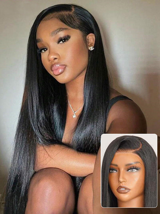 [Wear & Go] Pre Styled Side Part Straight Hair 6x4.5 Glueless Lace Wig Pre Everything Beginner Friendly Lace Wig