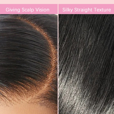 [Wear & Go] Pre Styled Side Part Straight Hair 6x4.5 Glueless Lace Wig Pre Everything Beginner Friendly Lace Wig - Kisslove Hair
