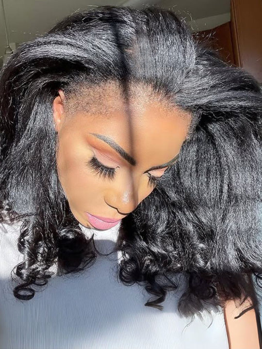 Kisslove Kinky Straight Burmese Curly Hair Invisi Drawstring Glueless Lace Wig Wear Go Wig With Spiral Curls - KissLove Hair