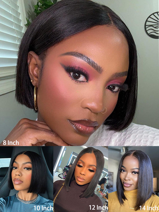 [2 Wigs=$159] Invisi-drawstring 360 Lace Wig Kinky Curly Wig + 4x4 Straight Bob Wig