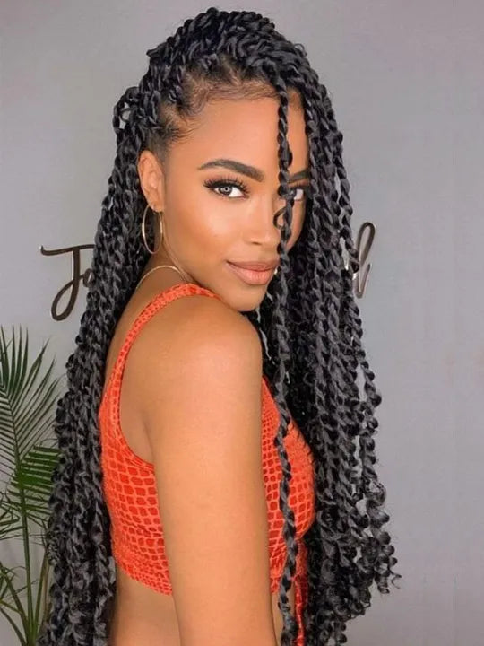 クリエイティブ ヘア カッティング creative hair cutting Kisslove Hair Two Strands Twists Pre-Braid Glueless 360 Lace Frontal H