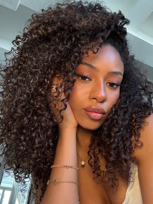 [3 In 1 Half Wig] Flip Over 4C Kinky Edge Glueless Water Wave Invisi Drawstring Ready To Go Wig - KissLove Hair
