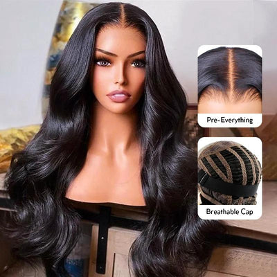 wear go breathable cap air wig body wave glueless lace front human hair wigs - kisslovehair