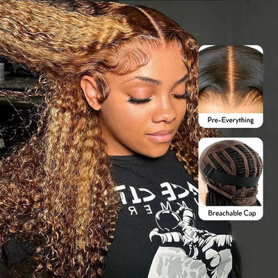 kisslovehair wear go breathable air wig highlight deep curly 13x4 hd lace wigs virgin hair