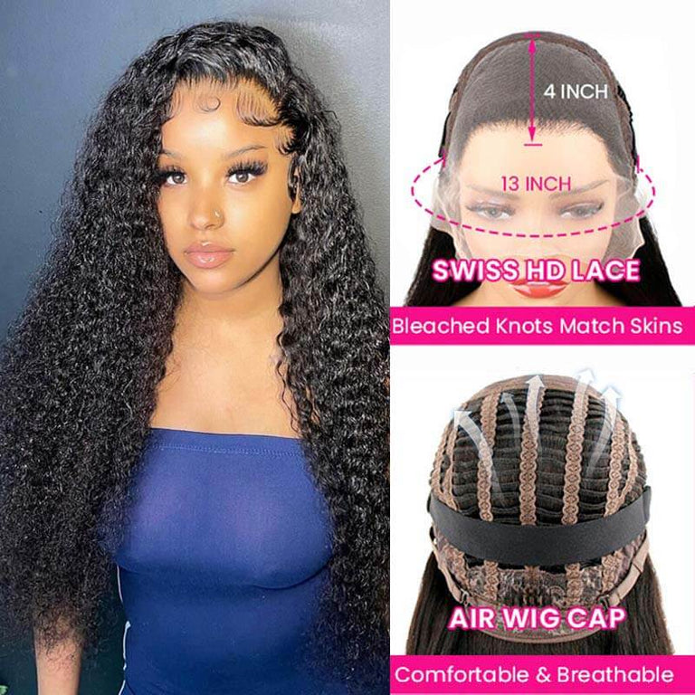 [Wear &amp; Go] Air Wig Jerry Curly 13x4 Lace Wigs 14A Cheveux Vierges