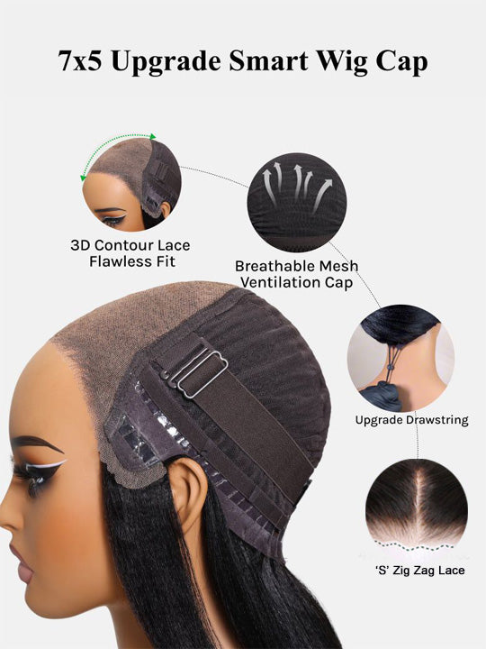 Glueless Ombre Brown Yaki Body Wave Invisi-Drawstring Wig