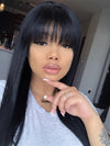 BOGO: Brazilian Straight Human Hair Wigs With Bangs Glueless Full Machine Made Wigs - KissLove Hair
