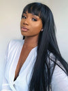 BOGO: Brazilian Straight Human Hair Wigs With Bangs Glueless Full Machine Made Wigs - KissLove Hair