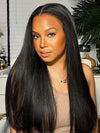 [18"=$99] Silky Press Yaki Straight Hair 13x4 Lace Frontal Wig Pre Cut Lace Glueless Human Hair Wigs