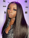[18"=$99] Silky Press Yaki Straight Hair 13x4 Lace Frontal Wig Pre Cut Lace Glueless Human Hair Wigs
