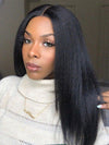 [18"=$99] Silky Press Yaki Straight Hair 13x4 Lace Frontal Wig Pre Cut Lace Glueless Human Hair Wigs