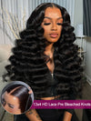 Bleached Knots Loose Deep Wave 13x4 HD Lace Frontal Wigs Crimped Human Hair - KissLove Hair