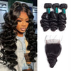 4*4 Lace Closure With Bundles Loose Wave 12A Brazilian Virgin Human Hair Weave - KissLove Hair