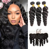 Loose Wave 3 Bundles With 13x4 HD Lace Frontal Closure 10A Brazilian Human Hair - KissLove Hair