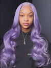 Lavender Hair Loose Body Wave 13x4 Lace Front Wig Pre Bleached Colored Human Hair Wigs