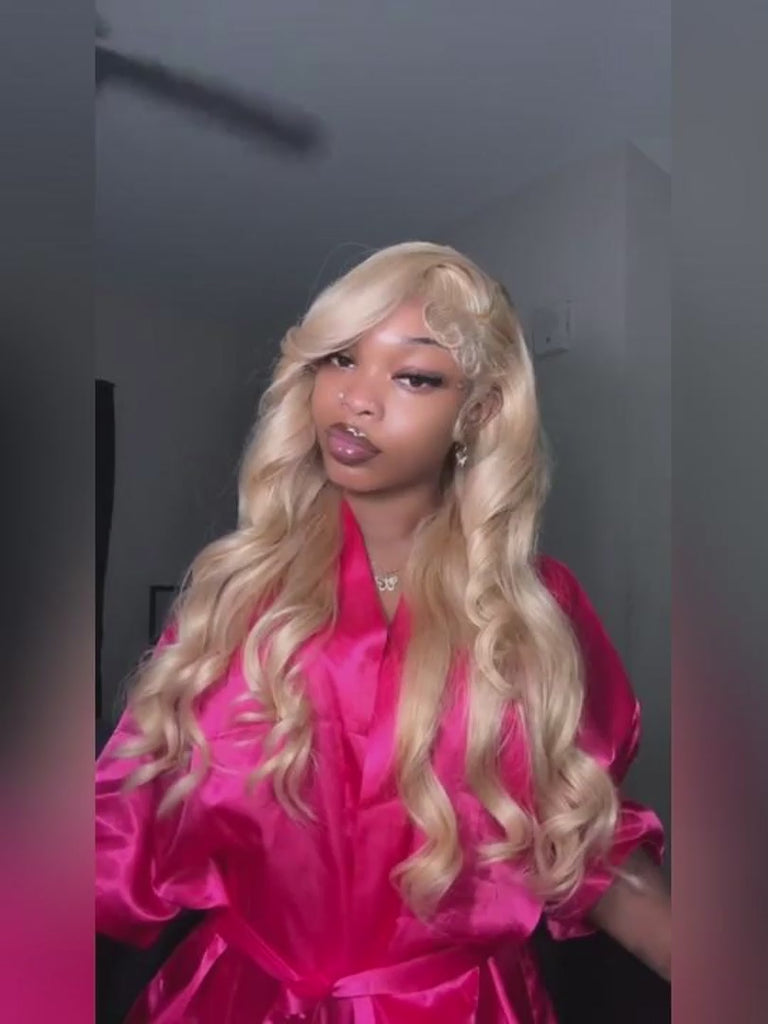 13x6 HD Lace Front Wig Ash Blonde Hair 3D Body Wave 100% Human Hair Wigs