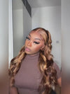 Kisslove Brown Highlights Straight Human Hair Wigs Pre-bleached Invisi Strap Snug Fit 360 Lace Frontal Wig
