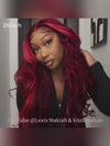 Burgundy With Red Highlights 3D Body Wave 5x5 13x4 13x6 Lace Frontal Human Hair Wigs