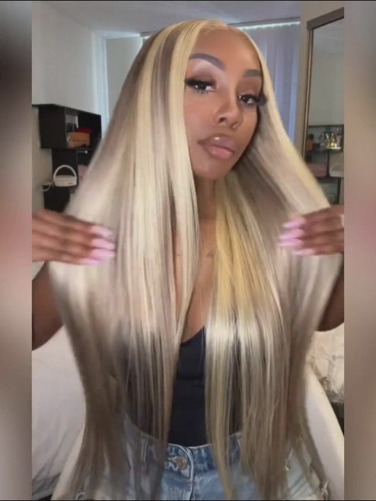 [$100 Off] Blonde Balayage Straight Hair Glueless Lace Frontal Wig