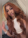 Kisslove Pre-Everything Auburn Copper Brown 3D Body Wave Wig Colored 360 Lace Wigs