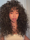 Bouncy Natural Wave Wig with Bangs Glueless 3x1 Lace Pull & Go Drawstring Wig