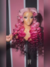 Ombre Pink Color Wig Three Tone 3D Body Wave 13x4 Lace Frontal Human Hair Wigs