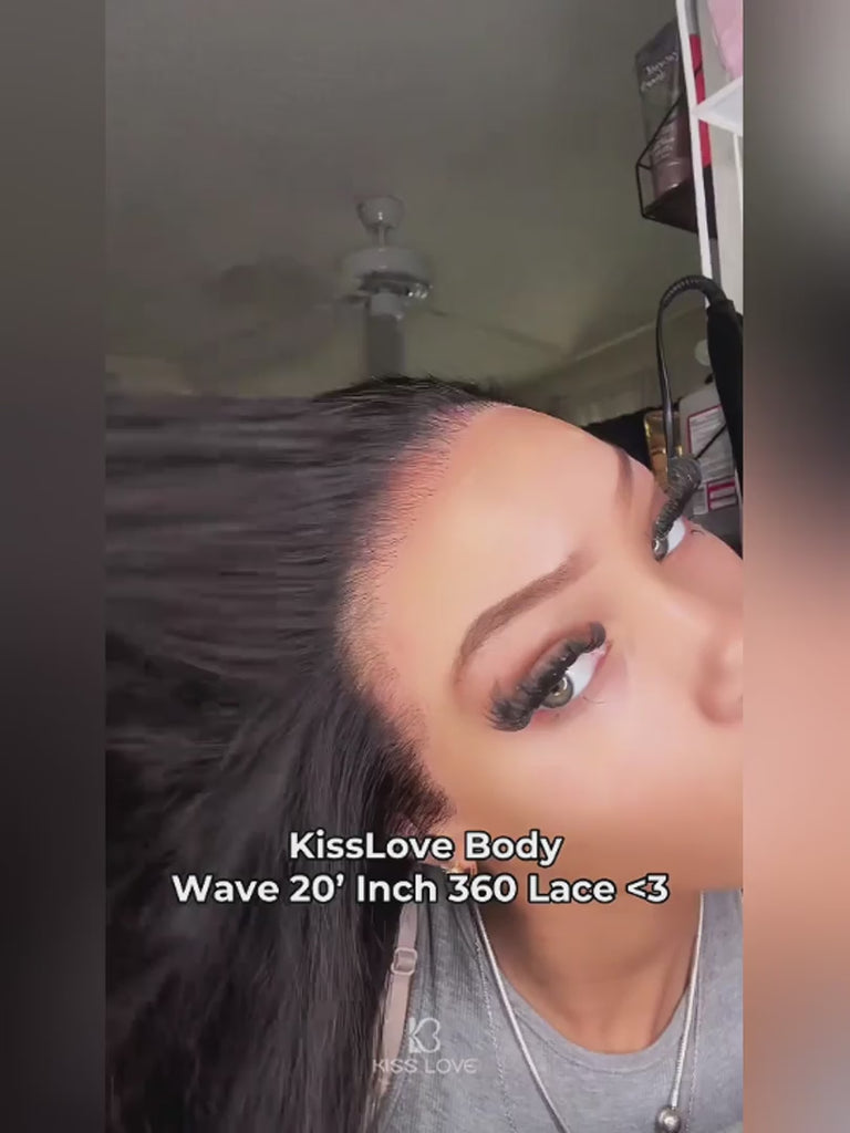 KissLove Glueless Invisi-Drawstring 360 Lace Wig Body Wave Pre Everything Kinky Edge Lace Frontal Wigs