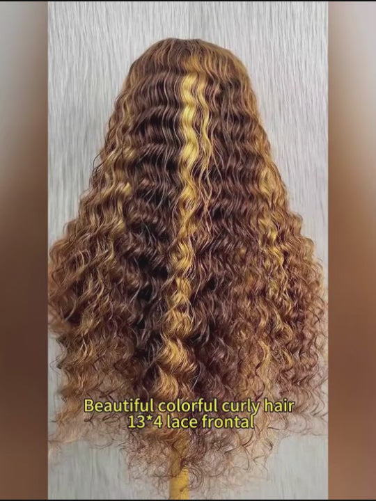 Bleached Knots Highlight Wig Deep Wave 13x4 HD Lace Frontal Virgin Human Hair Wigs