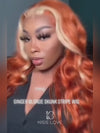 Skunk Stripe Wig Ginger Hair With Blonde Highlights 3D Body Wave 13x4 Lace Frontal Wigs