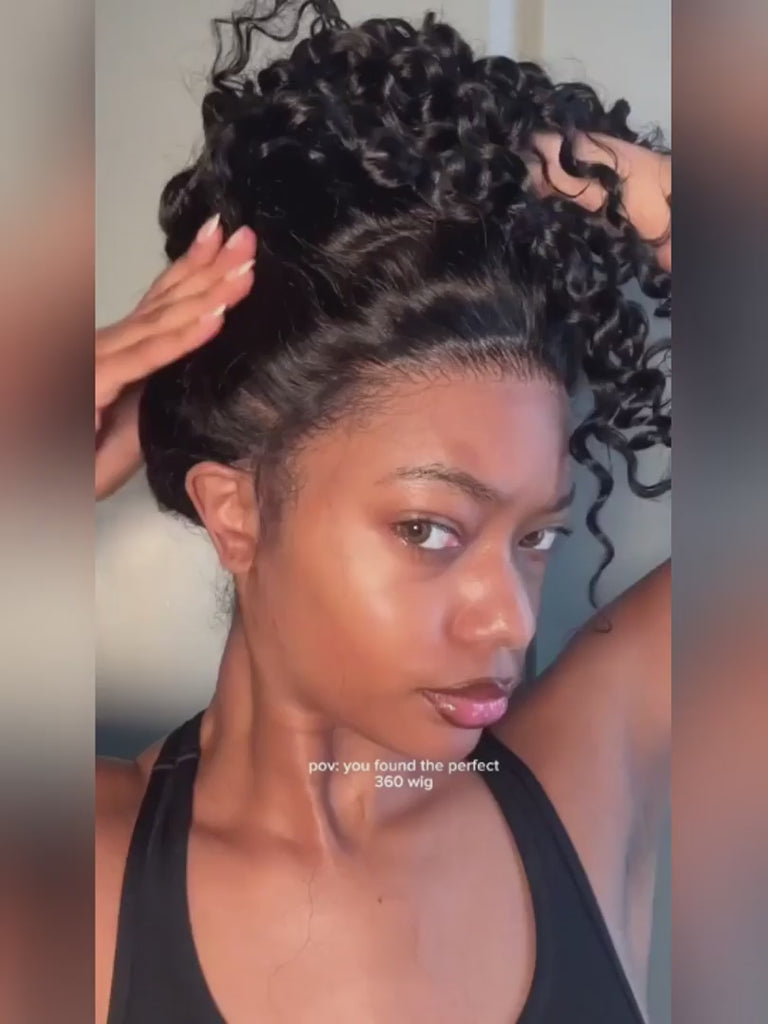 Perruques de cheveux humains bouclés profonds 360 en dentelle pré-épilées