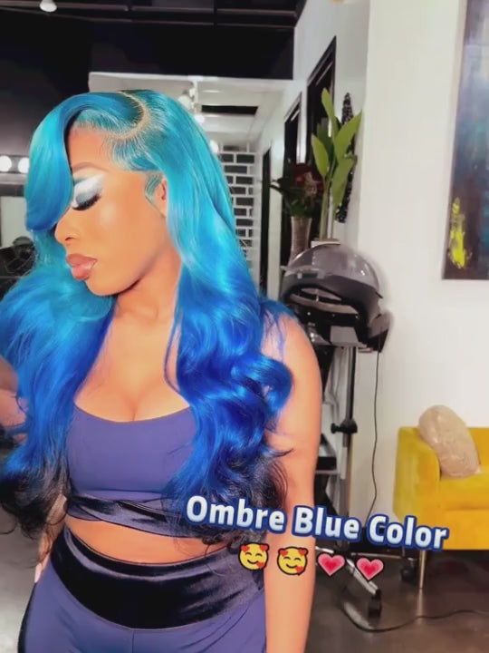 Colored Ombre Wig 3D Body Wave 13x4 Lace Frontal Human Hair Wigs