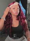Red Hair With Blonde Skunk Stripe Wig Highlights Hair 3D Body Wave 13x4 Lace Wigs