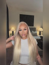 Balayage blond sur perruques droites brunes 360 HD cheveux humains en dentelle transparente