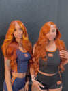 Ginger Orange Bleached Knots 360 Lace Frontal Wig 3D Body Wave Human Hair Wigs