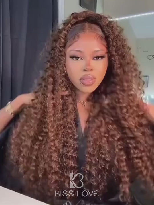 Kisslove Pre-Everything Chocolate Brown 360 Lace Wig Glueless Water Wave Human Hair Wigs